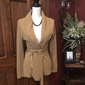 New York & Company Tan Belted Sweater